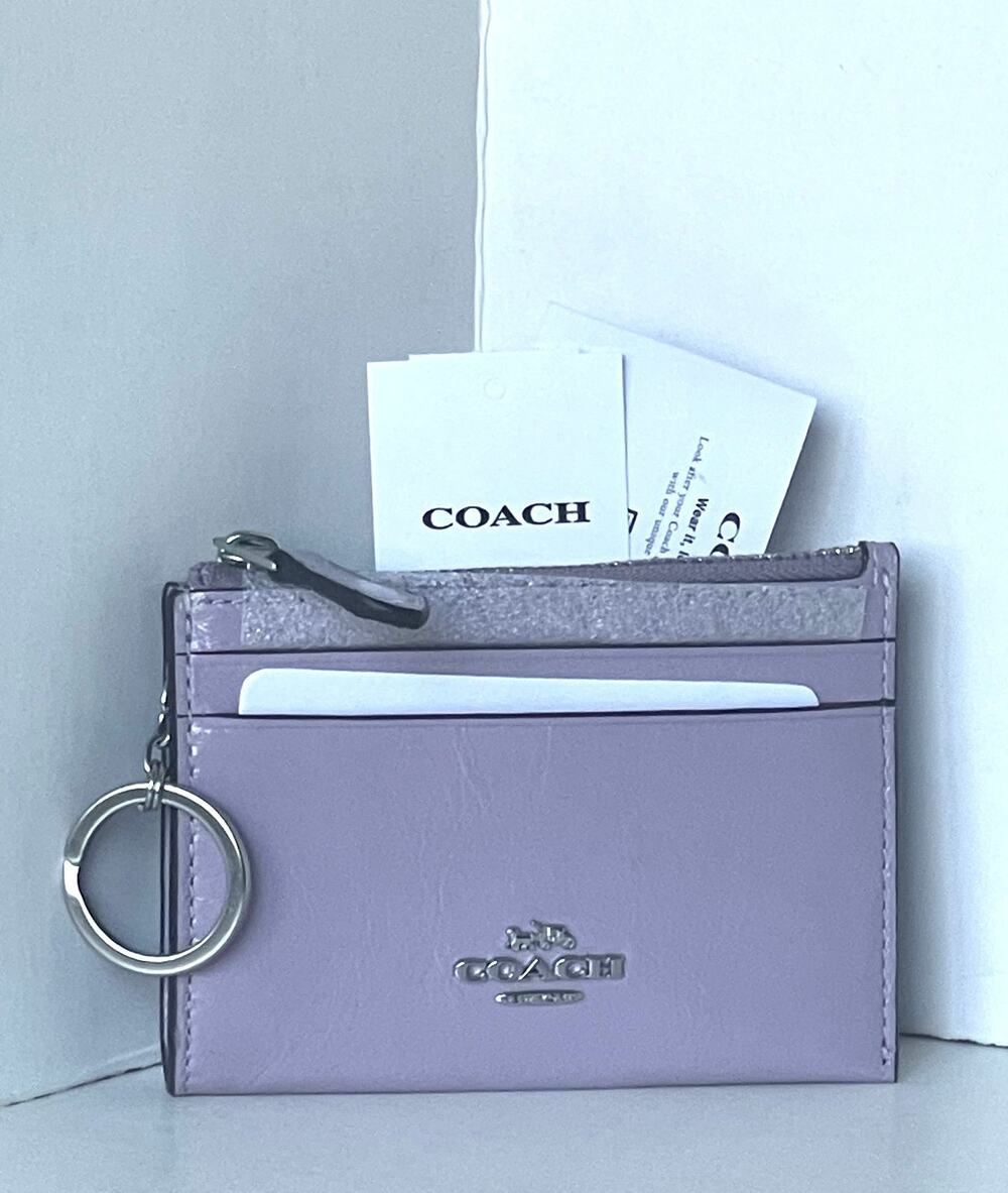 Coach Mini Skinny ID Case CEC47 Glazed Leather Light Amethyst